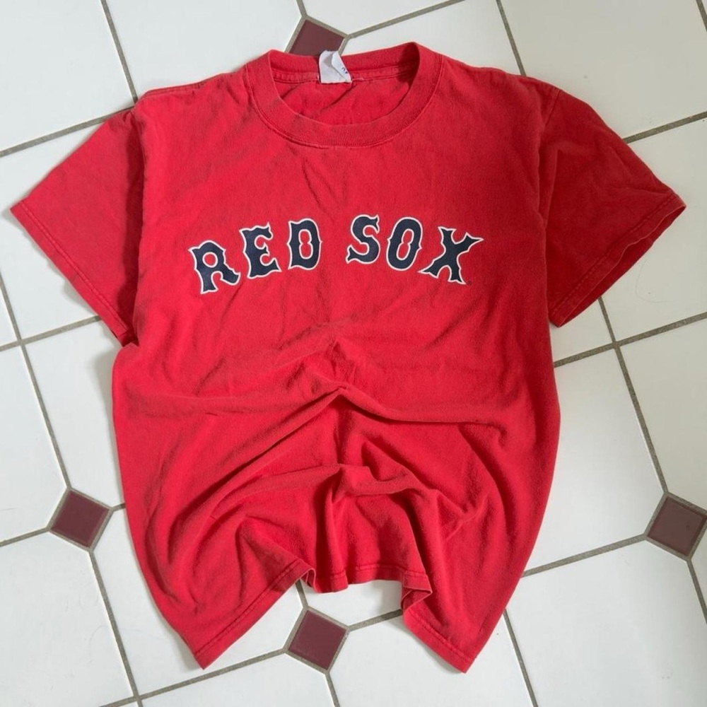 Majestic Boston Red Sox Varitek 33 T Shirt MLB Graphic Red Tee Streetwear S/M
